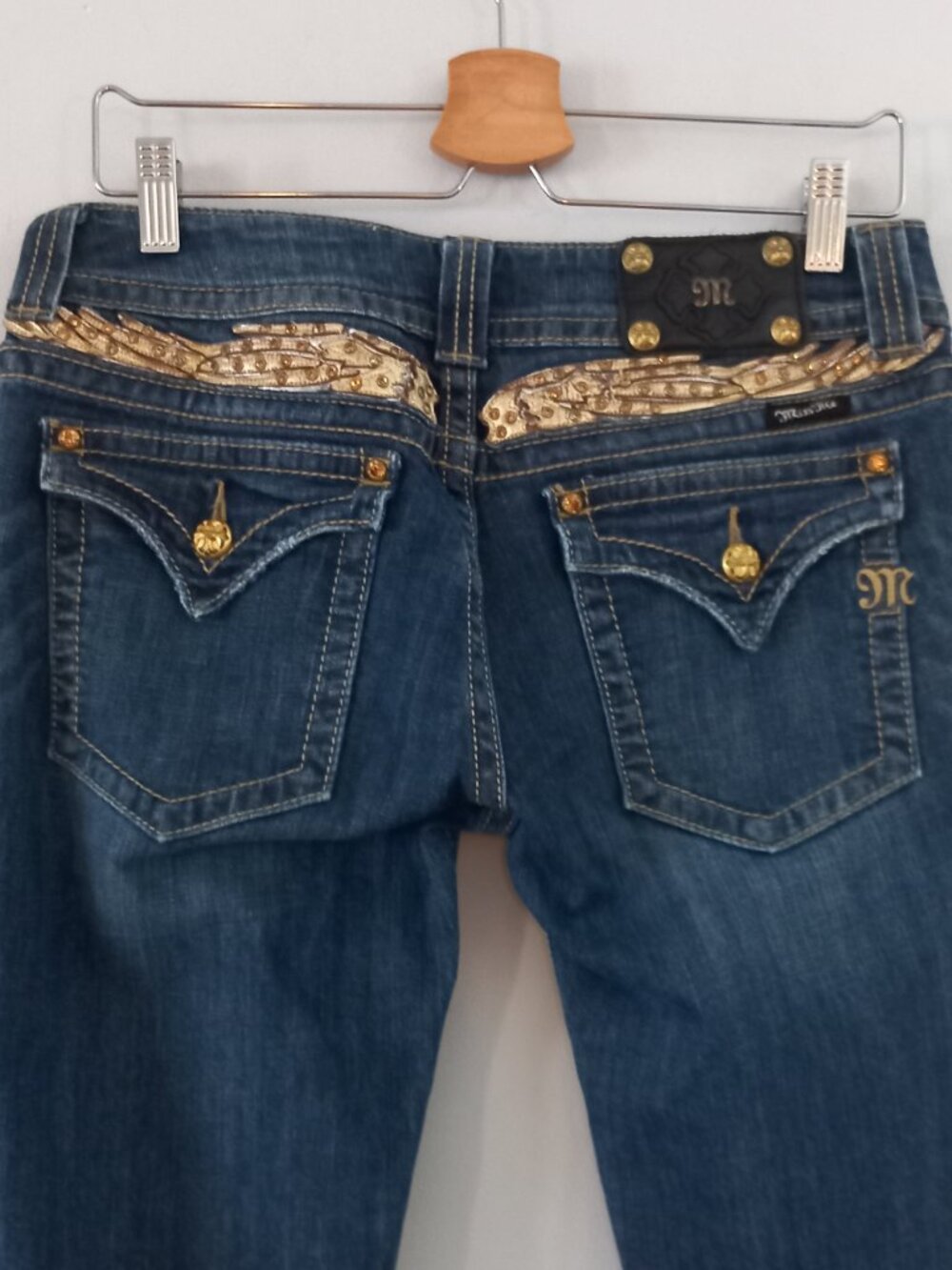 MISS ME gold angel wings jeans